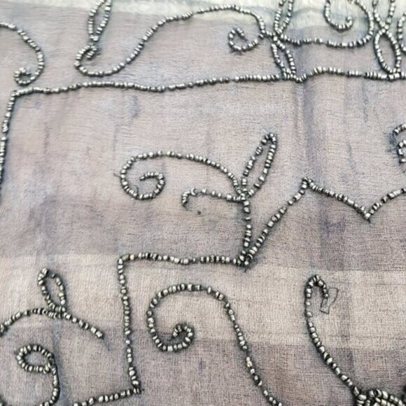 Deep Blue Sheer Beaded Cushion Cover Pillow Case Moody Maximalist Boho - Picture 7 of 13